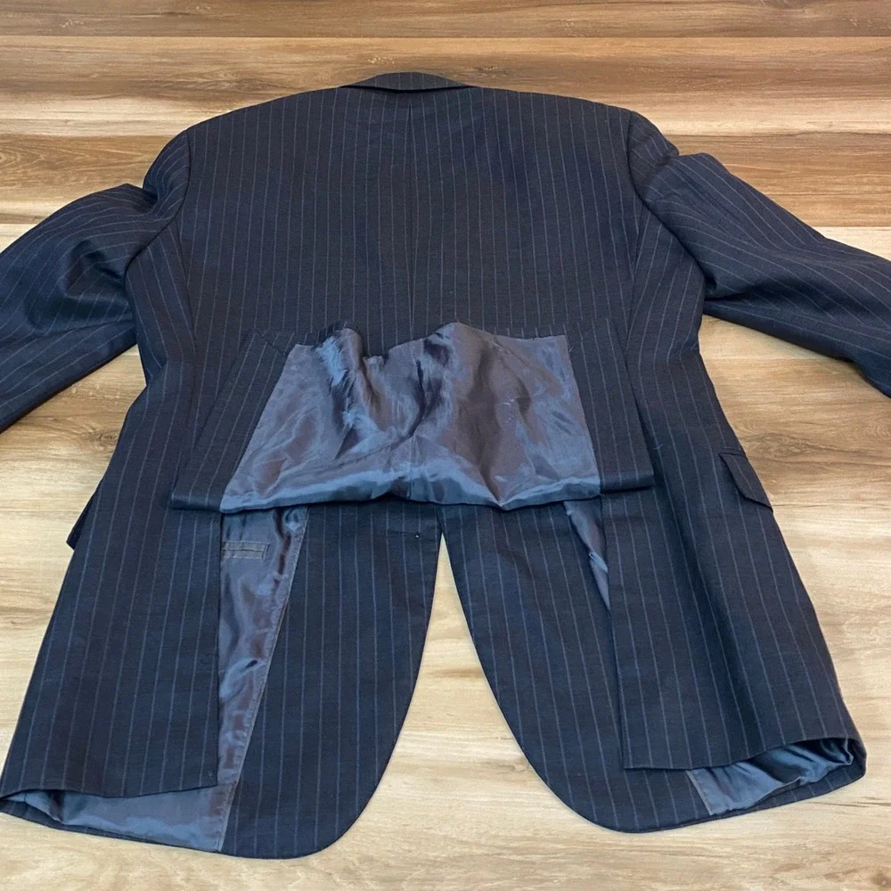 Brooks Brothers Sport Coat Mens 38R Pinstripe 2 Button Blazer Jacket Gray Blue